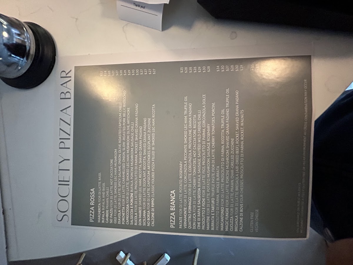 Menu Society Pizza Bar, Bondi Beach-4