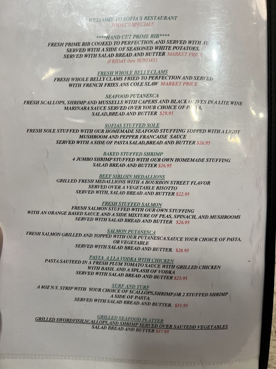 Menu Sofia's Restaurant & Pizzeria-1