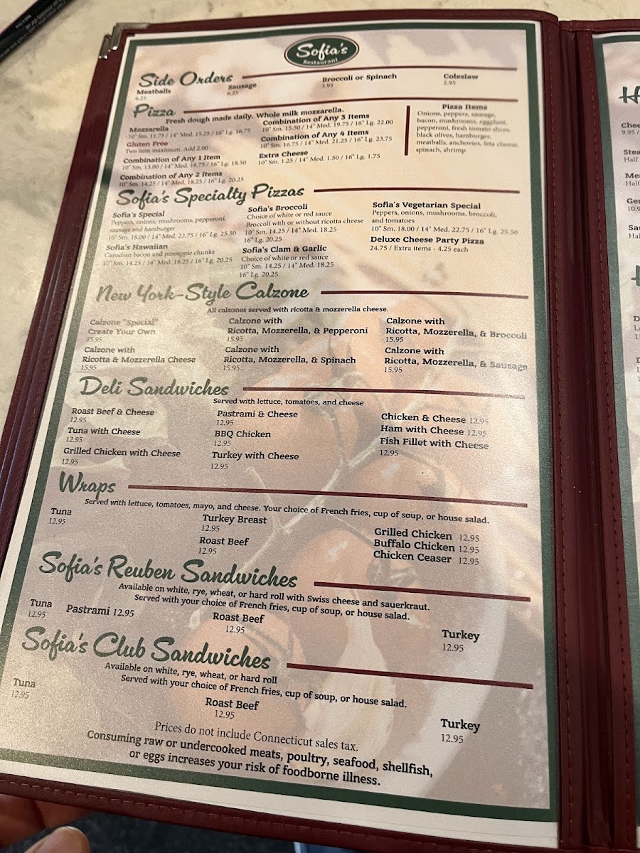 Menu Sofia's Restaurant & Pizzeria-10
