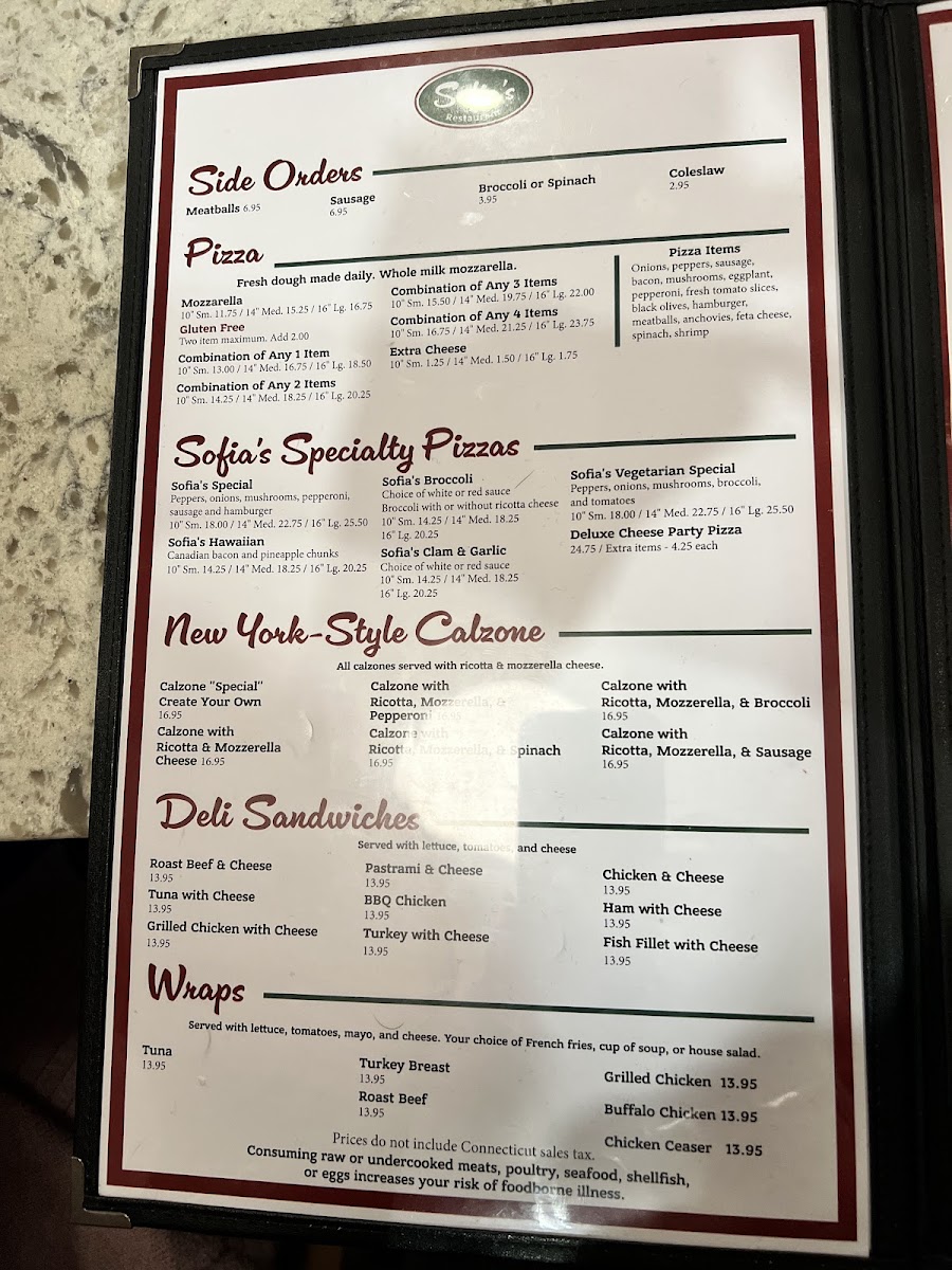 Menu Sofia's Restaurant & Pizzeria-4