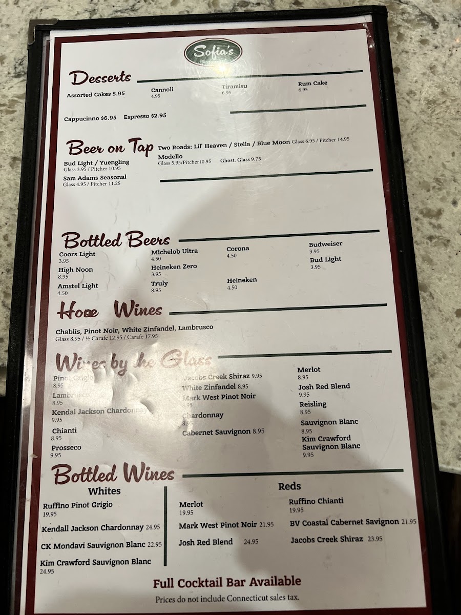 Menu Sofia's Restaurant & Pizzeria-7
