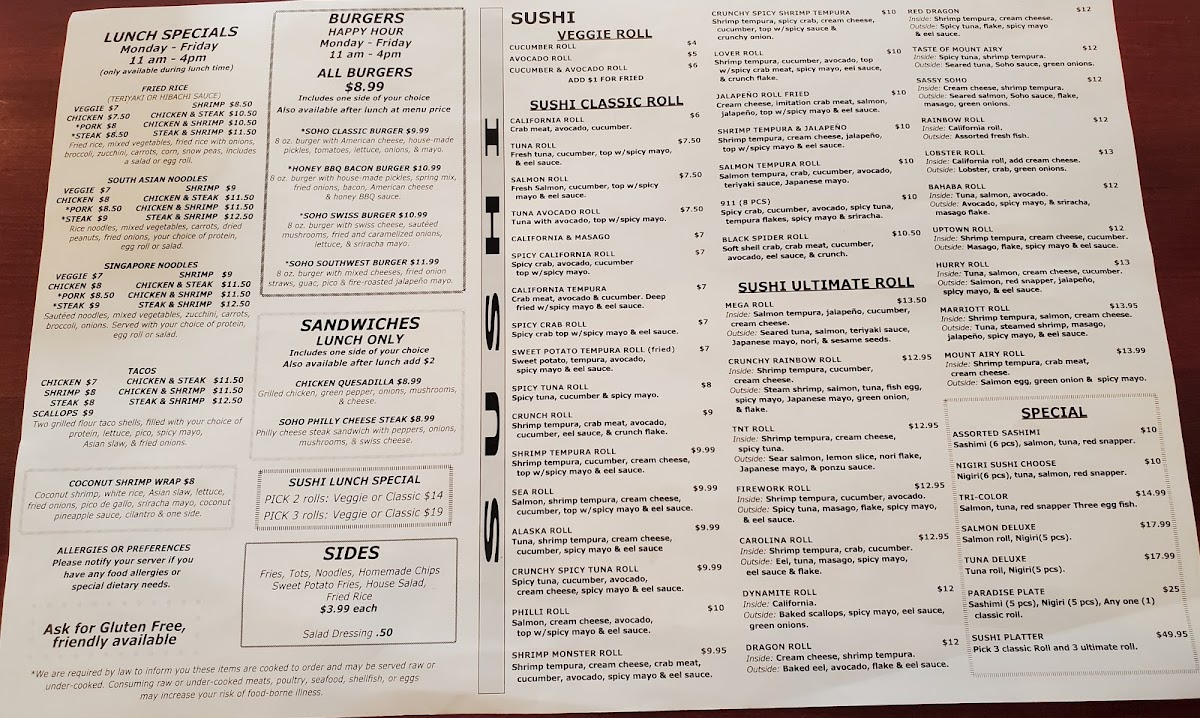 Menu Soho Bar & Grill-1
