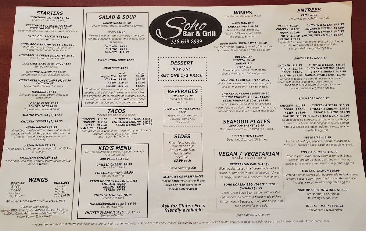 Menu Soho Bar & Grill-3