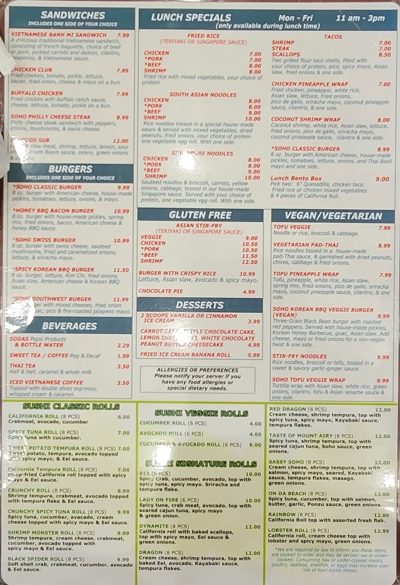 Menu Soho Bar & Grill-4