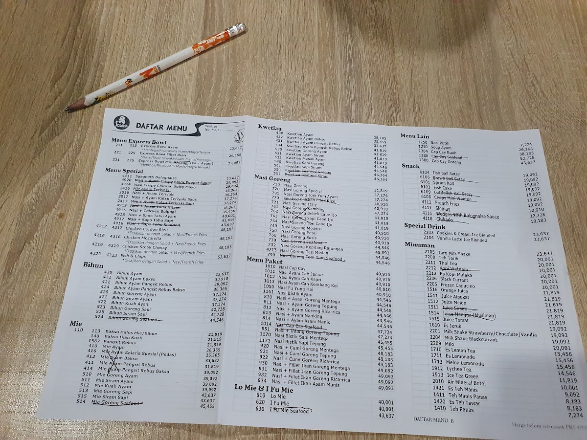 Menu Solaria - Jogja City Mall-1