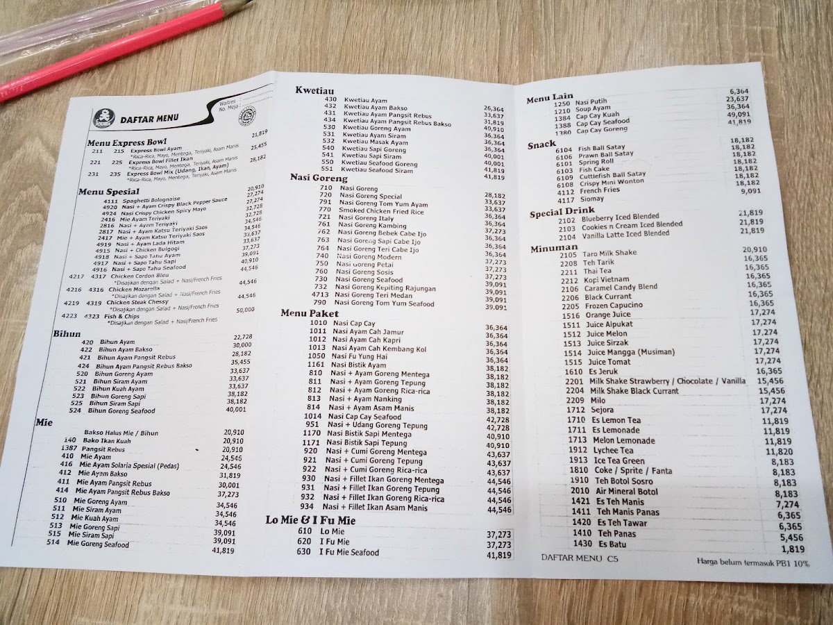 Menu Solaria - Jogja City Mall-3