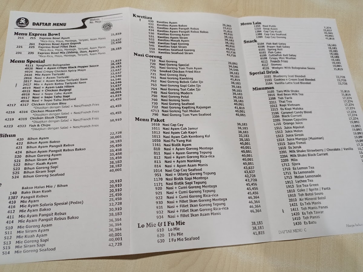 Menu Solaria - Jogja City Mall-9