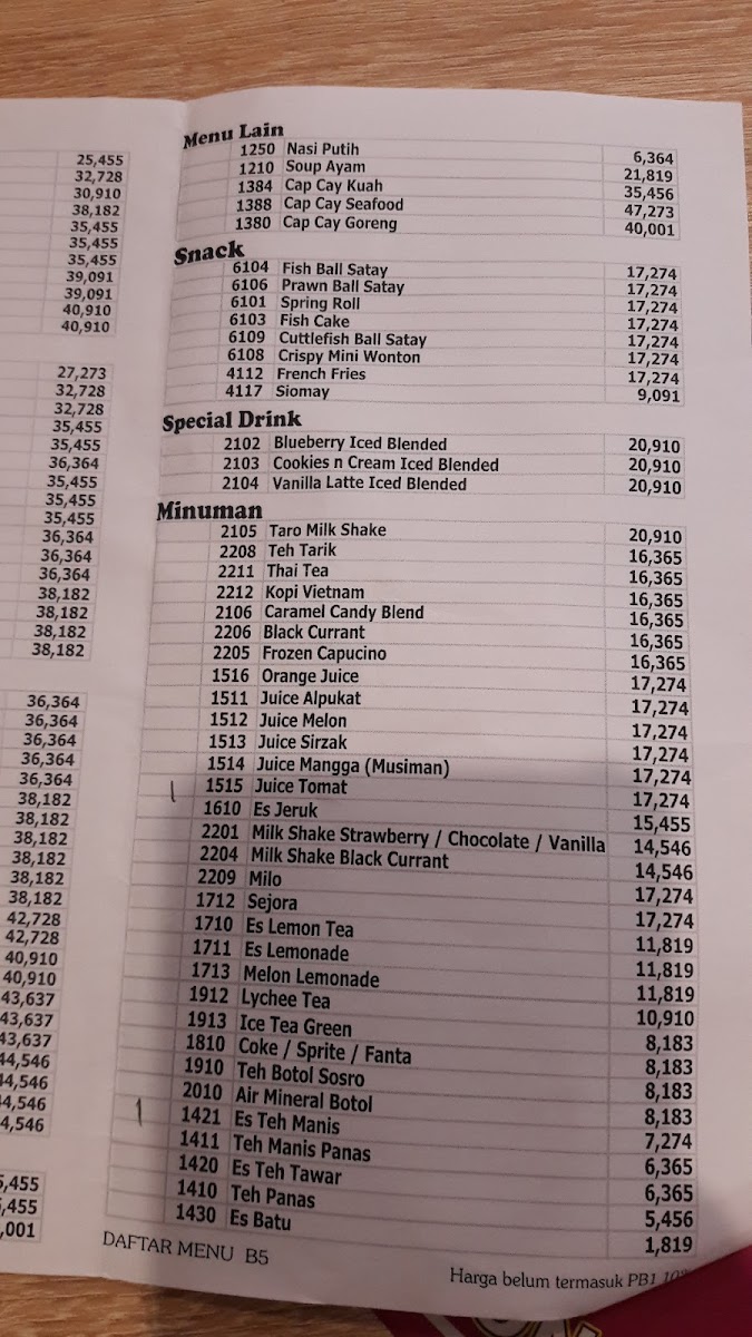 Menu Solaria - Mal Ciputra Semarang-4