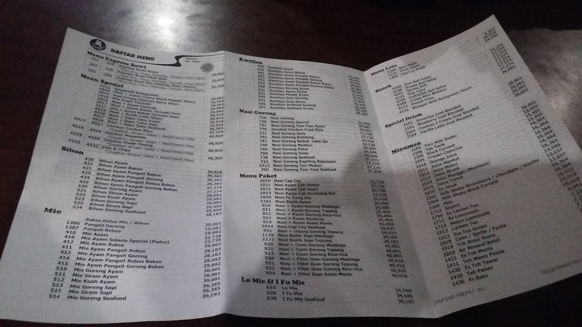 Menu Solaria - Mal Ciputra Semarang-8