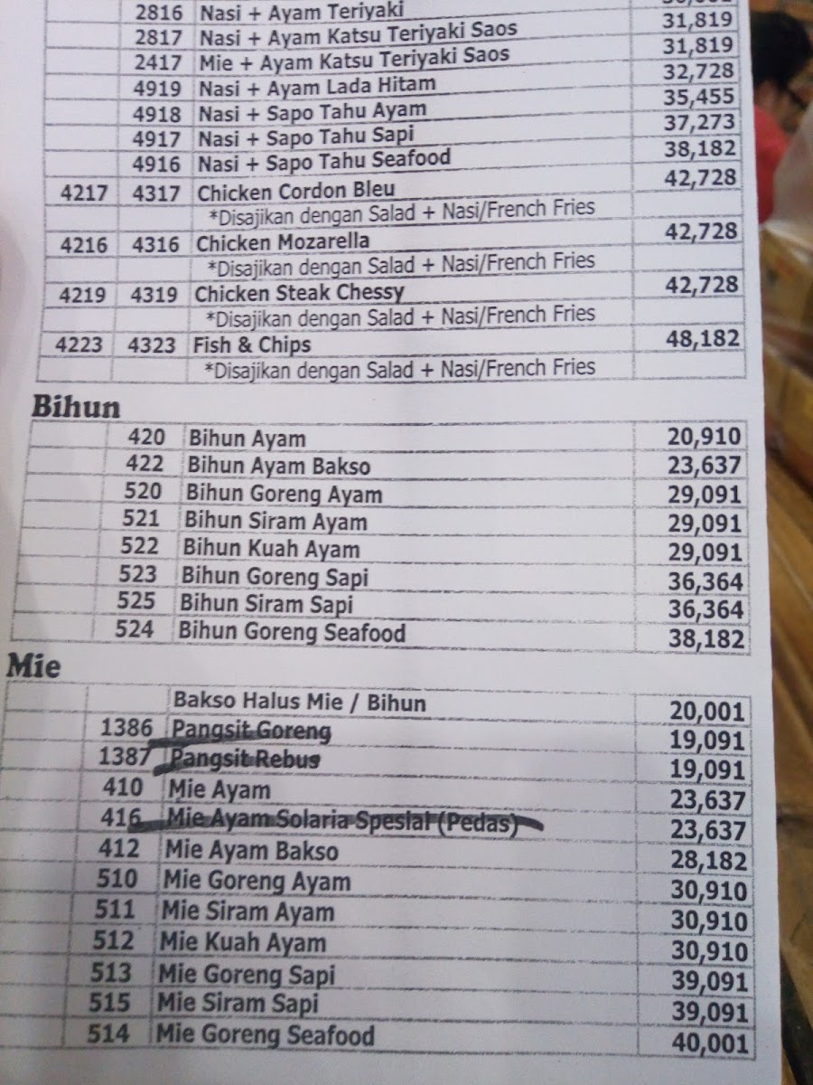 Menu Solaria - Tunjungan Plaza-10