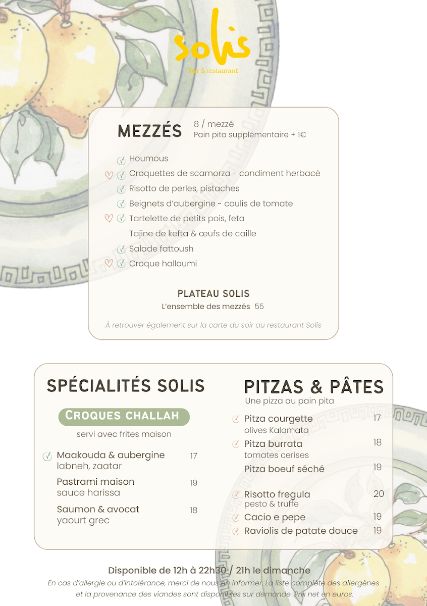 Menu Solis Bar & Restaurant Méditerranéen-4