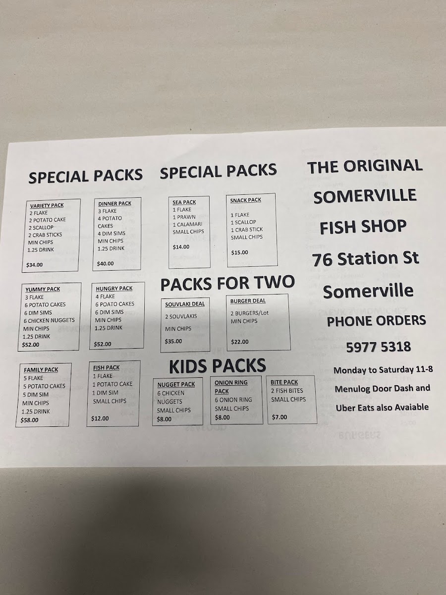 Menu Somerville Fish And Chip Shop-1