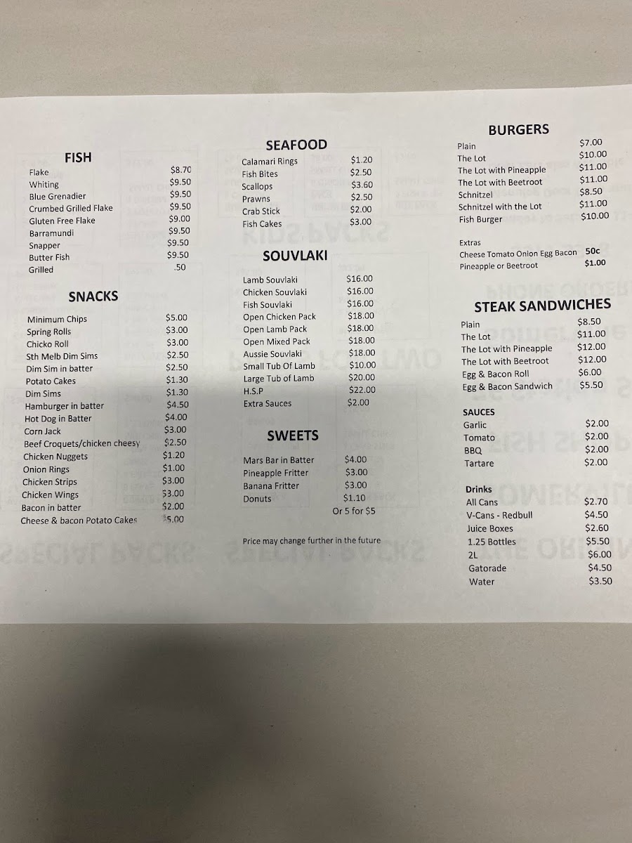Menu Somerville Fish And Chip Shop-2