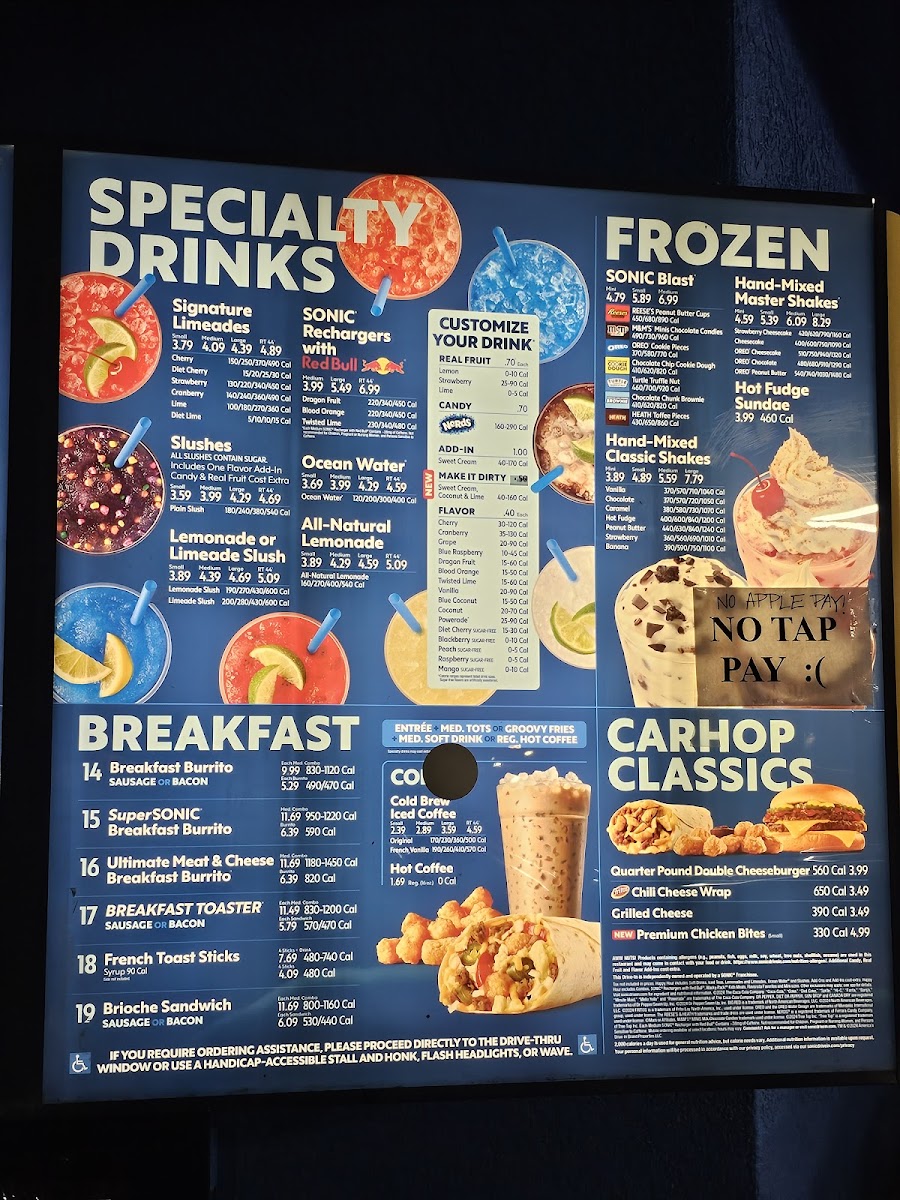 Menu Sonic Drive-In-1