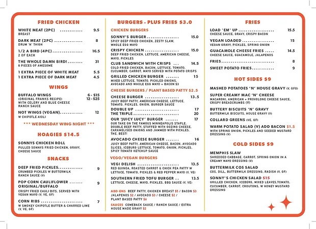 Menu Sonnys Fried Chicken & Burgers-2