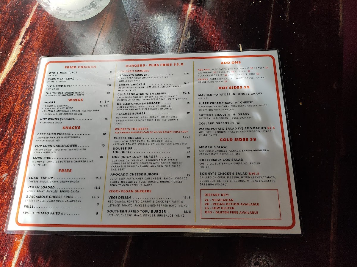 Menu Sonnys Fried Chicken & Burgers-3