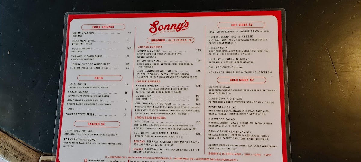 Menu Sonnys Fried Chicken & Burgers-6