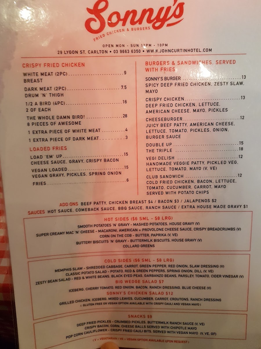 Menu Sonnys Fried Chicken & Burgers-7