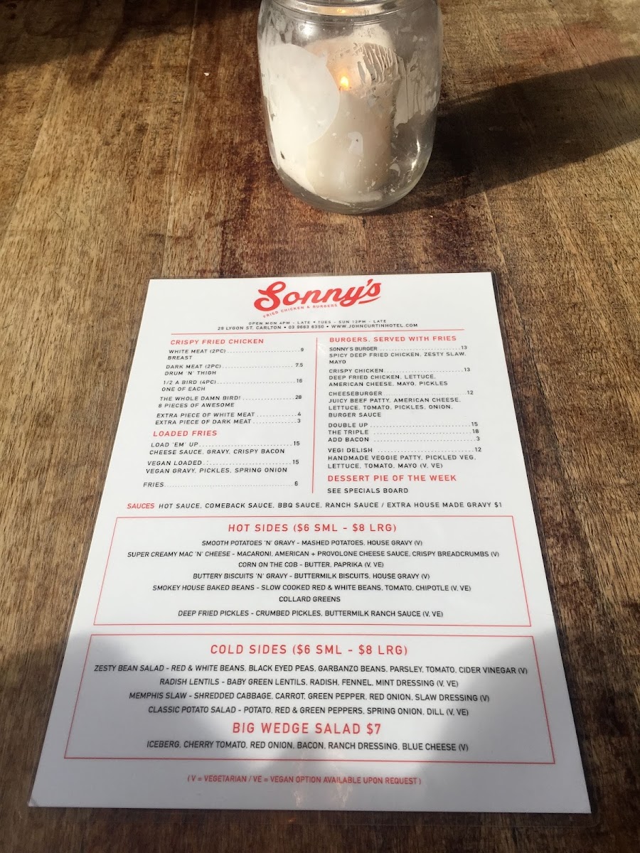 Menu Sonnys Fried Chicken & Burgers-8