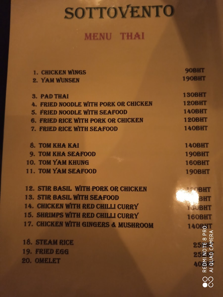 Menu Sottovento Italian Restaurant-4