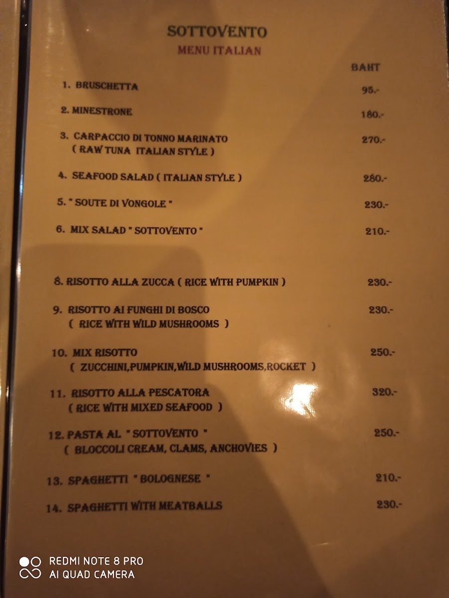 Menu Sottovento Italian Restaurant-5