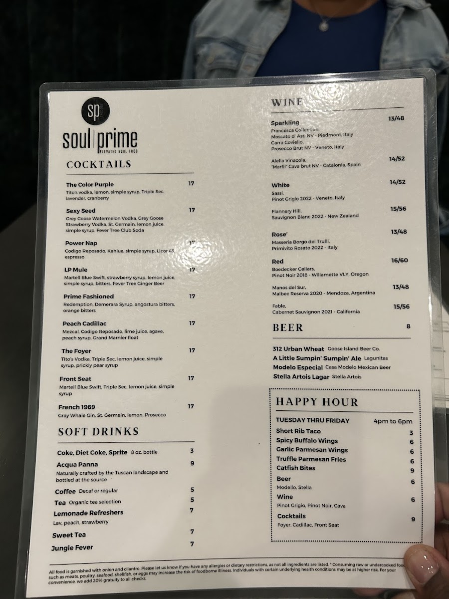 Menu Soul Prime-1