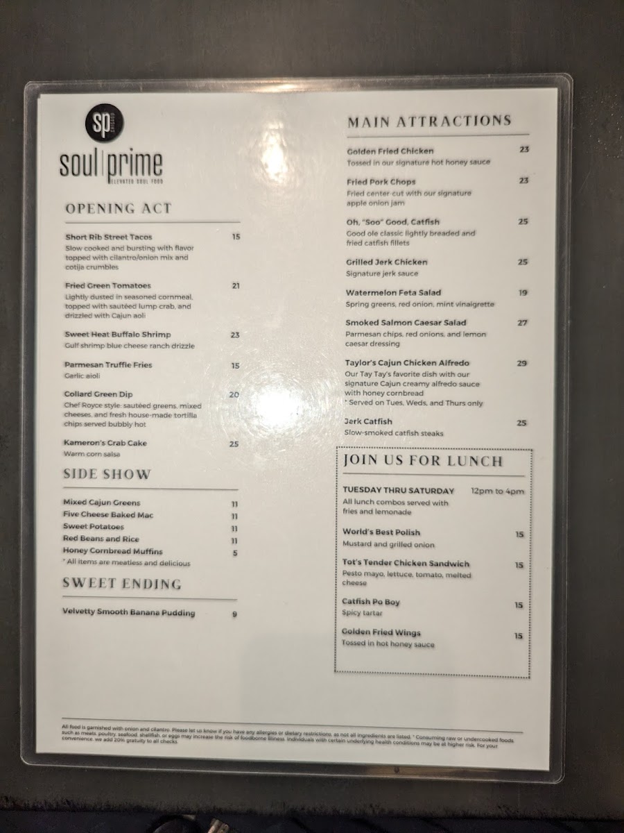 Menu Soul Prime-8