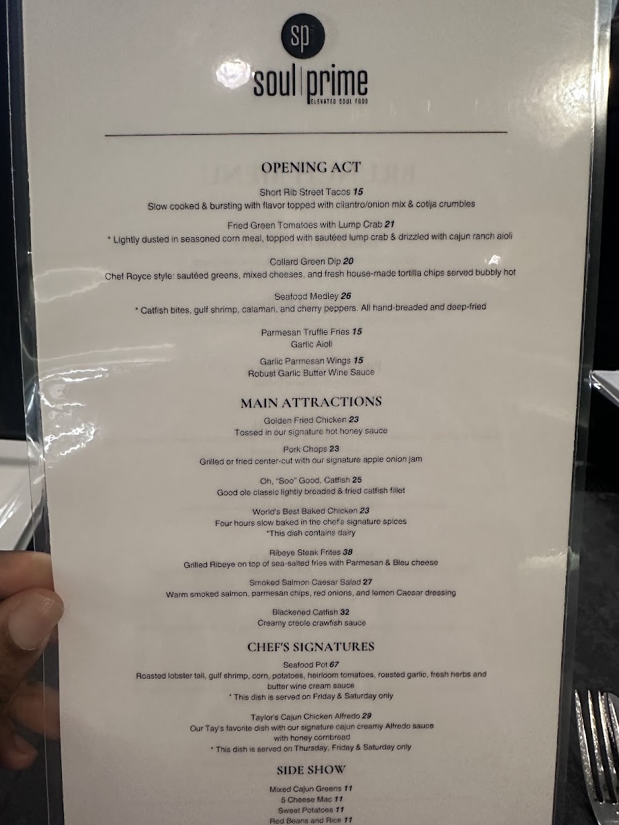 Menu Soul Prime-9