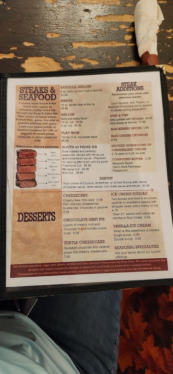 Menu South 40 Restaurant, Lounge & Casino-3