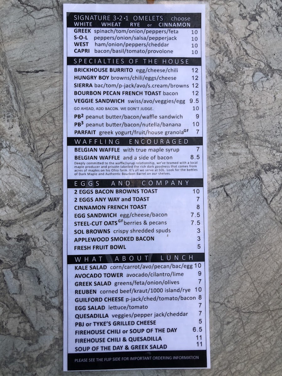Menu South Of Lane-4