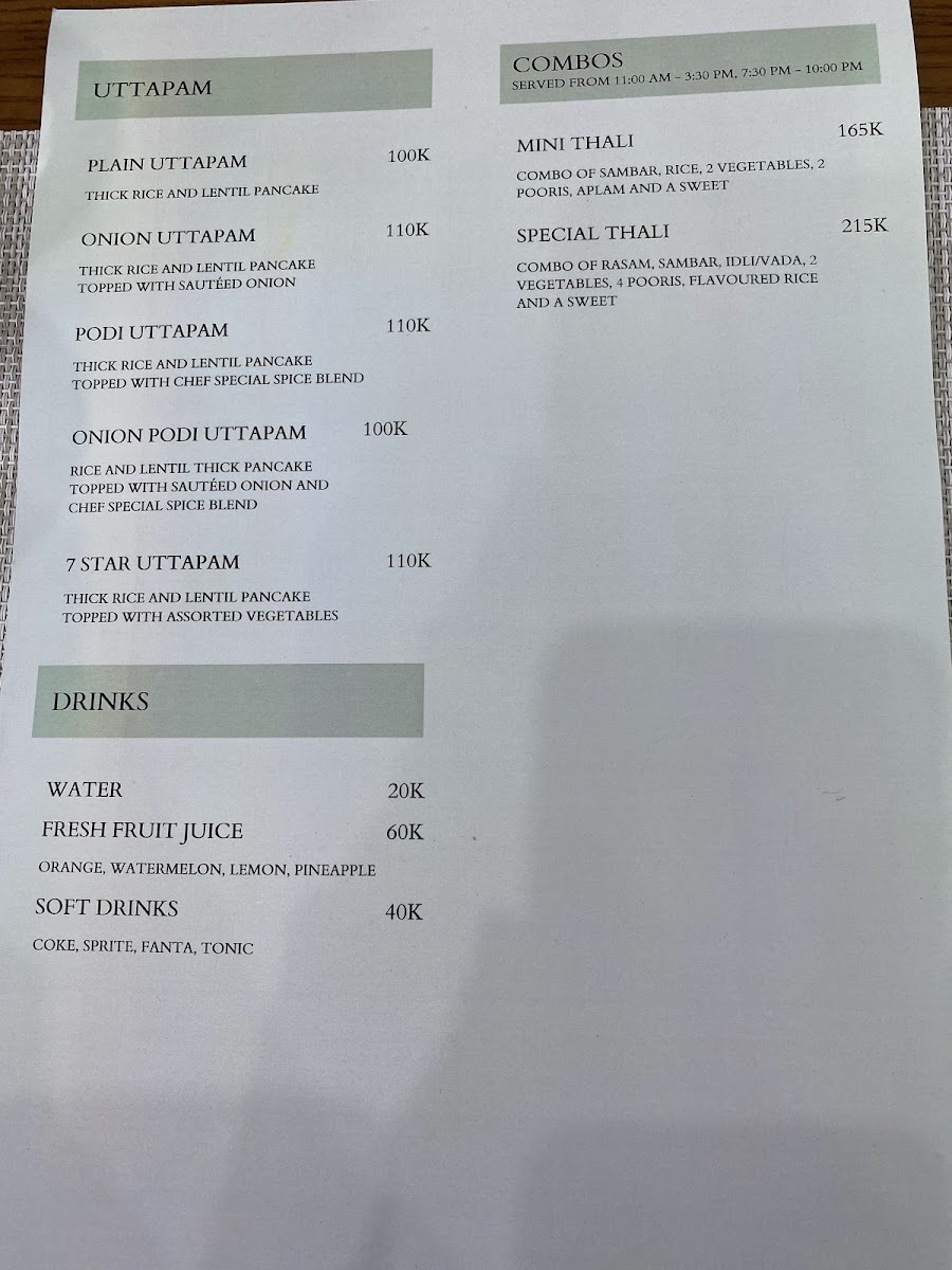 Menu Southern Delights - Pure Vegetarian South Indian-2