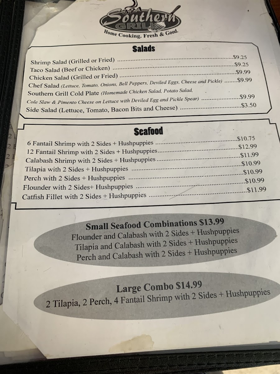Menu Southern Grill 321-8