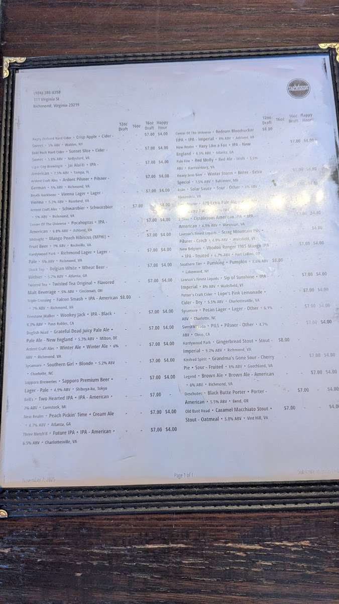 Menu Southern Railway Taphouse-6