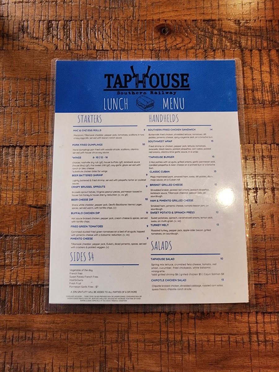 Menu Southern Railway Taphouse-9