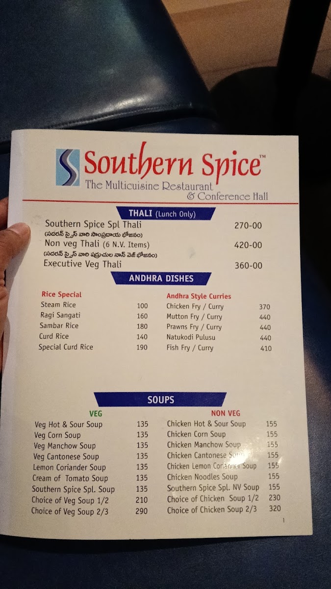 Menu Southern Spice Family Restaurant & Conference Halls-7