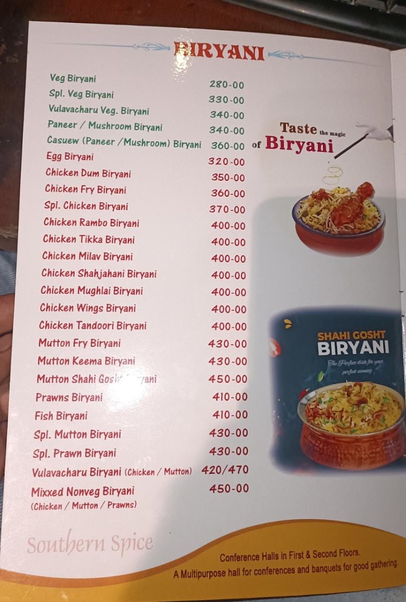 Menu Southern Spice Family Restaurant & Conference Halls-8