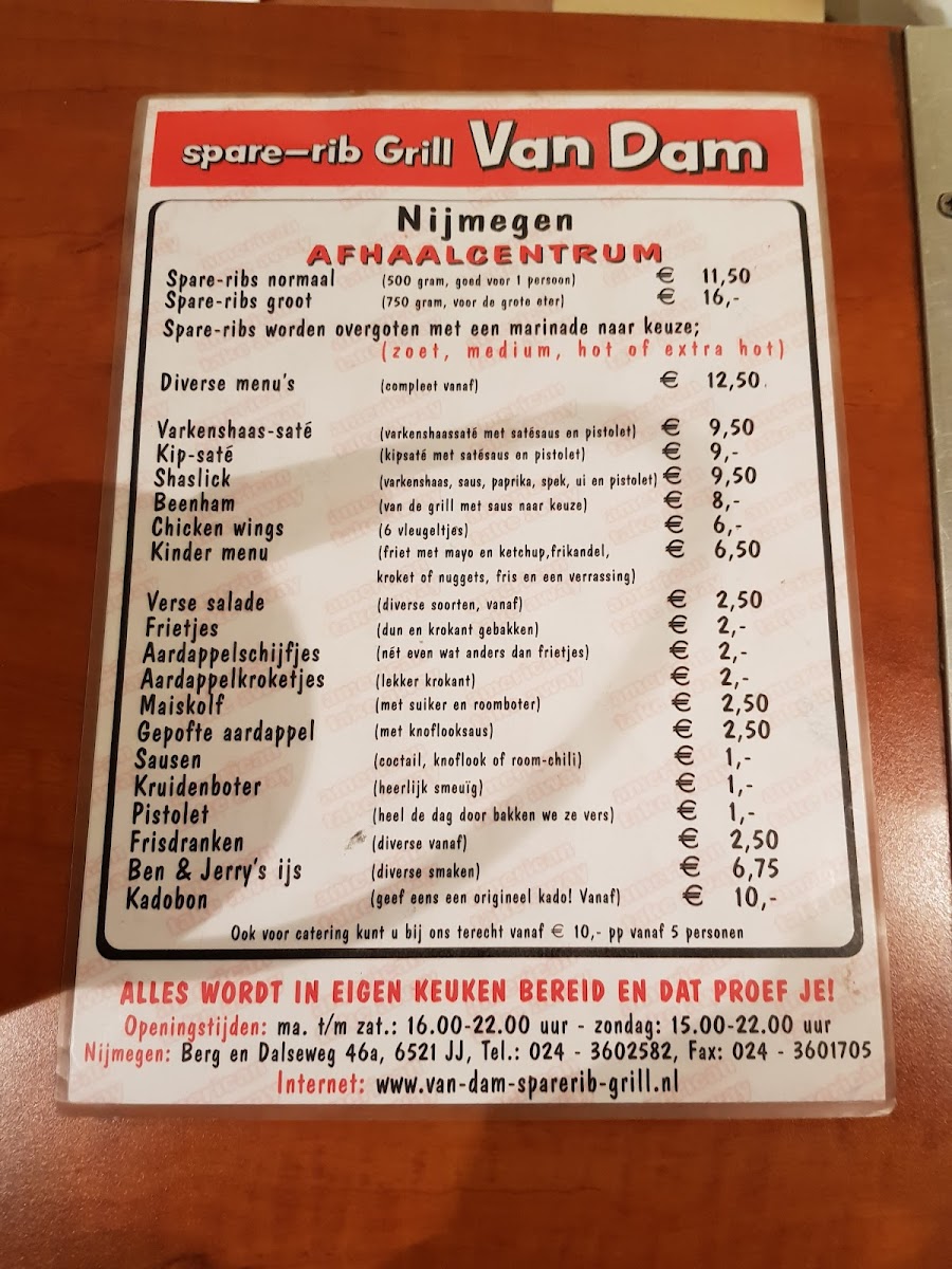 Menu Spare-Rib Grill Van Dam-3