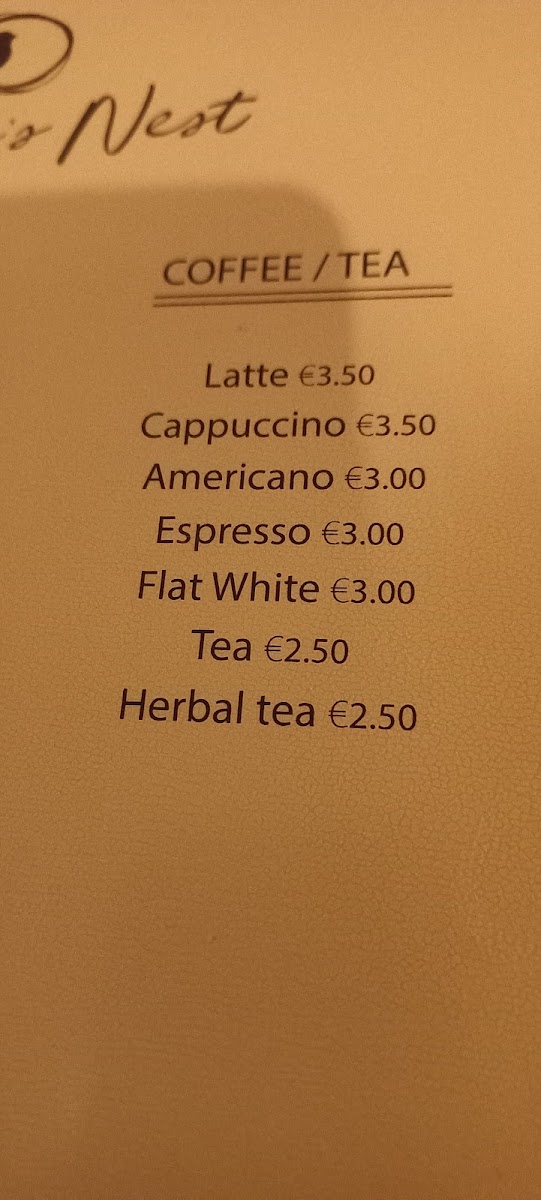 Menu Sparrows Nest Restaurant-1