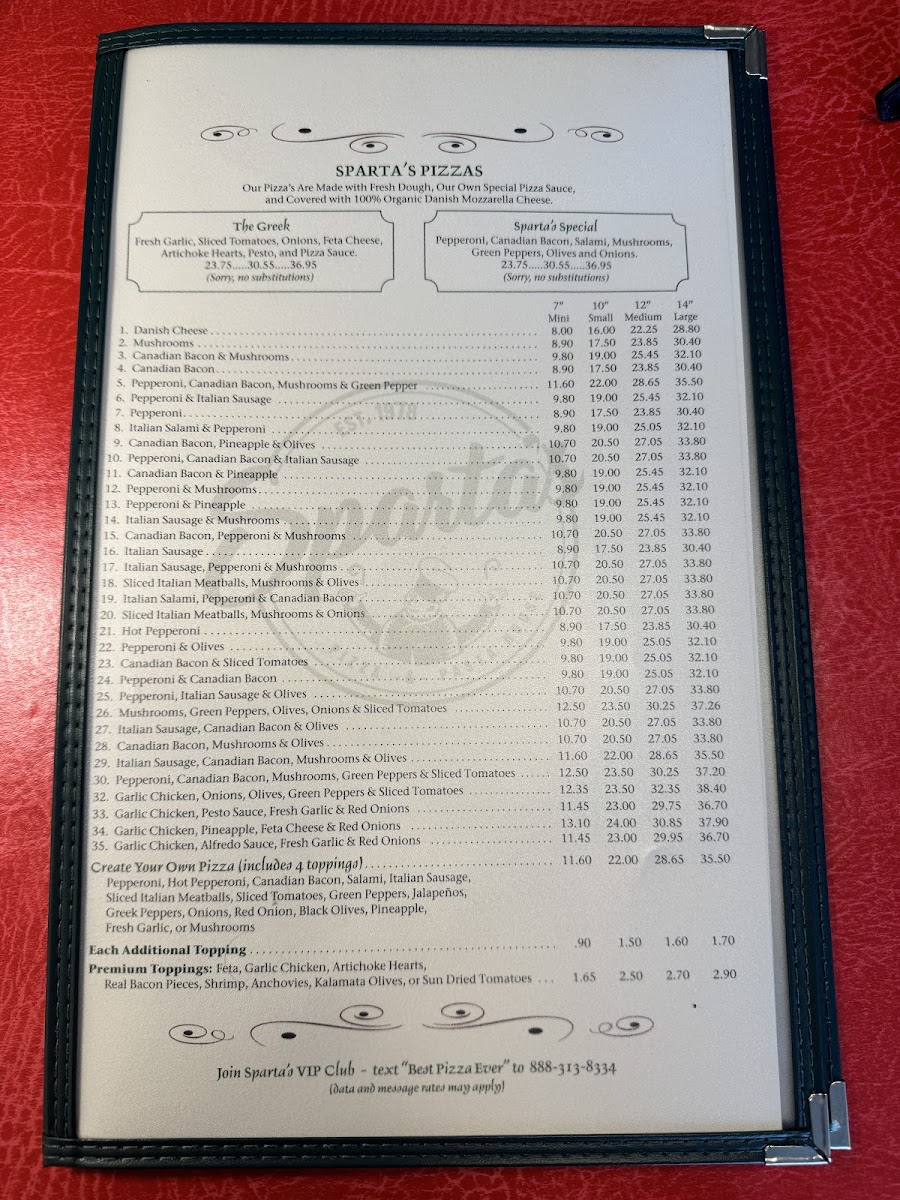 Menu Sparta's Pizza & Pasta House - Bothell-1