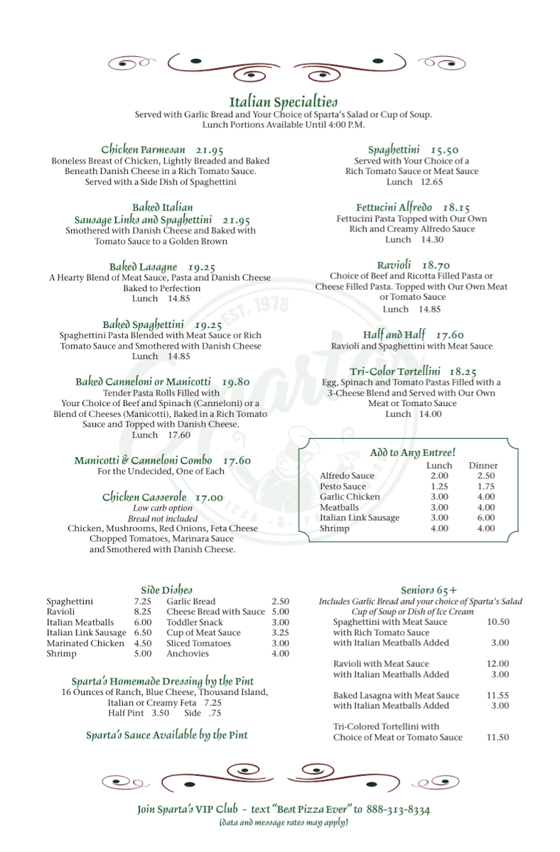 Menu Sparta's Pizza & Pasta House - Bothell-5