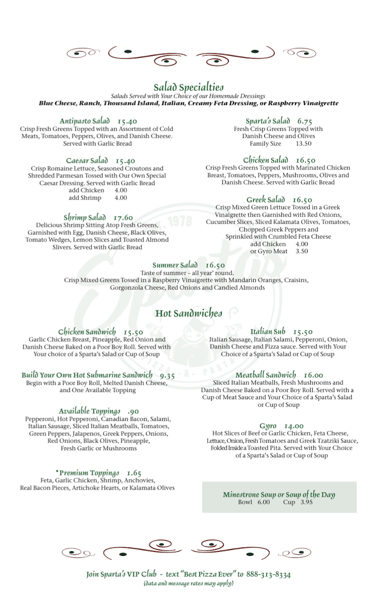 Menu Sparta's Pizza & Pasta House - Bothell-6