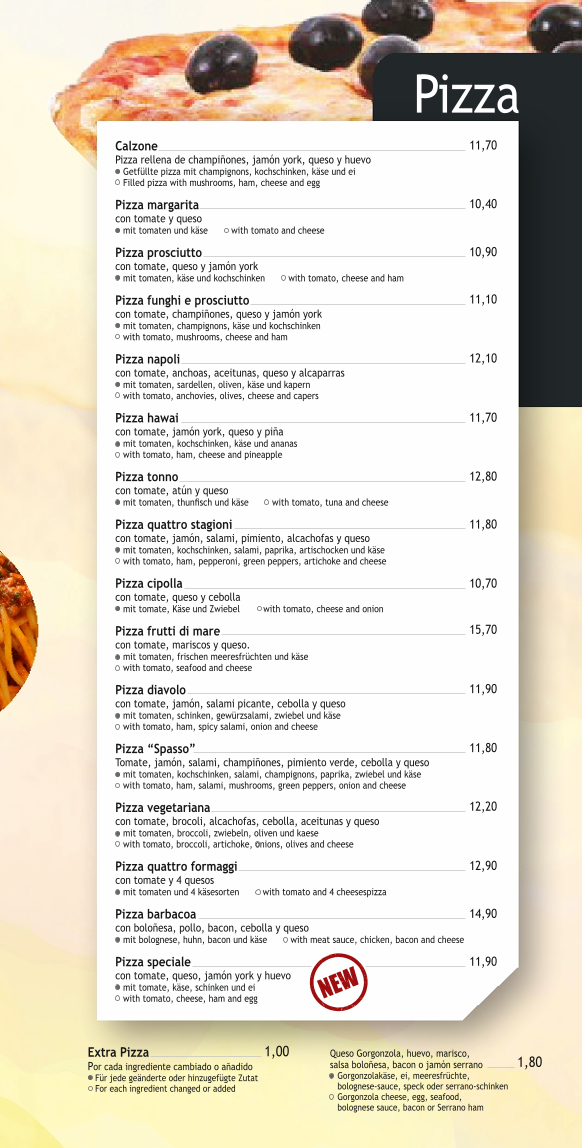 Menu Spasso Calpe | Restaurante Italiano - Pizzería-3