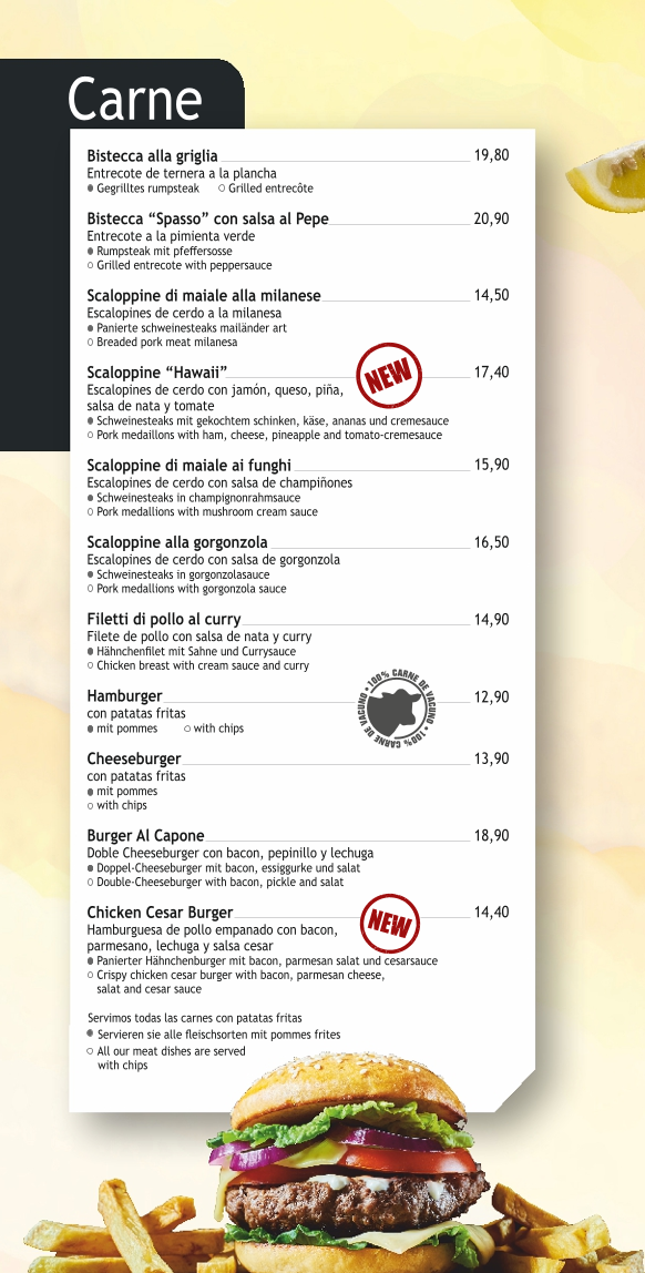 Menu Spasso Calpe | Restaurante Italiano - Pizzería-4
