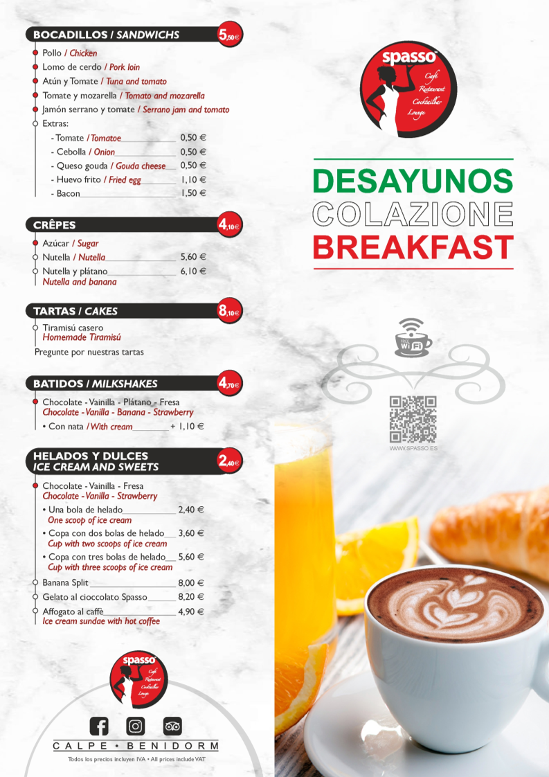 Menu Spasso Calpe | Restaurante Italiano - Pizzería-5