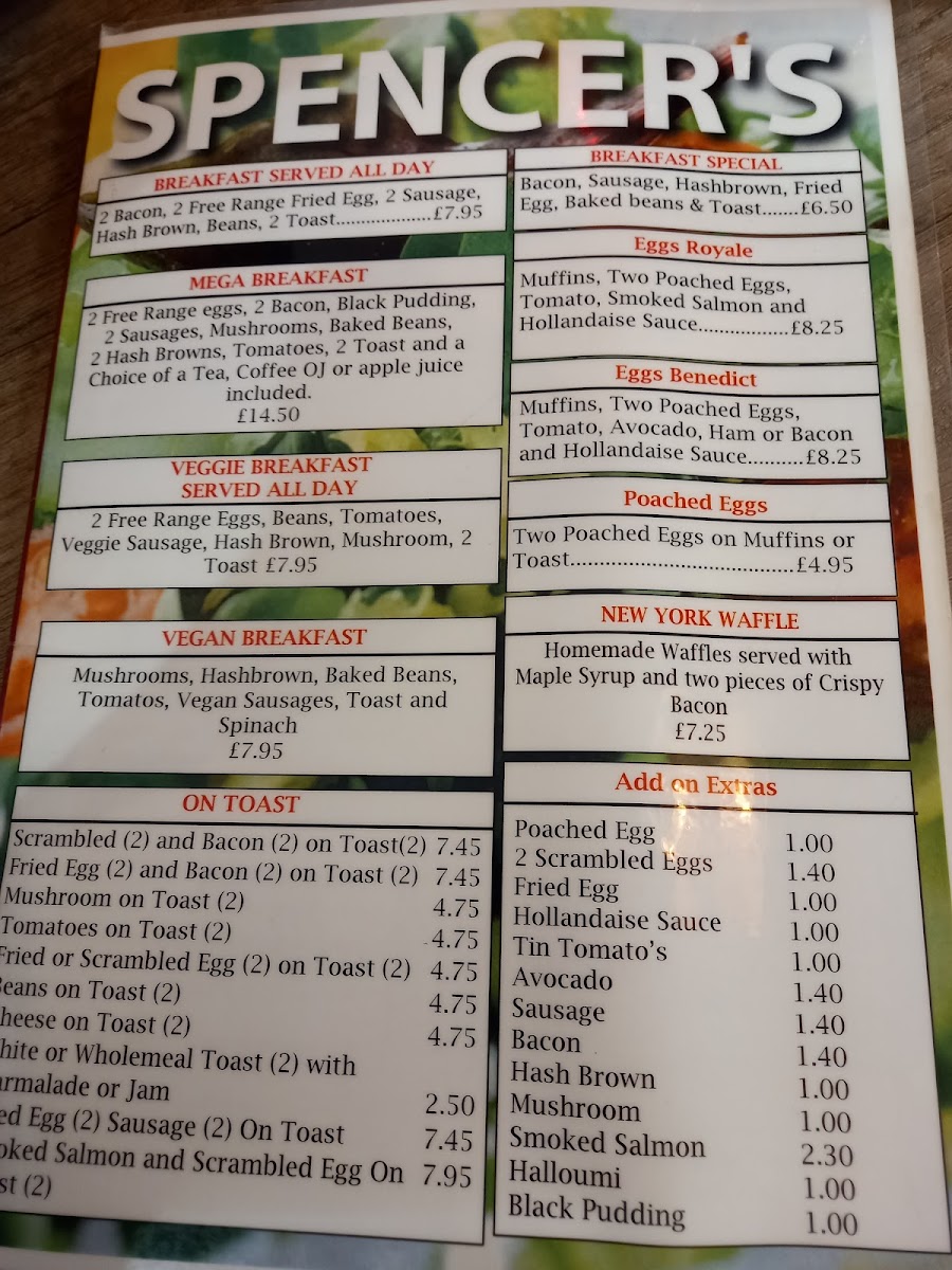 Menu Spencer's Cafe - Cheltenham-4