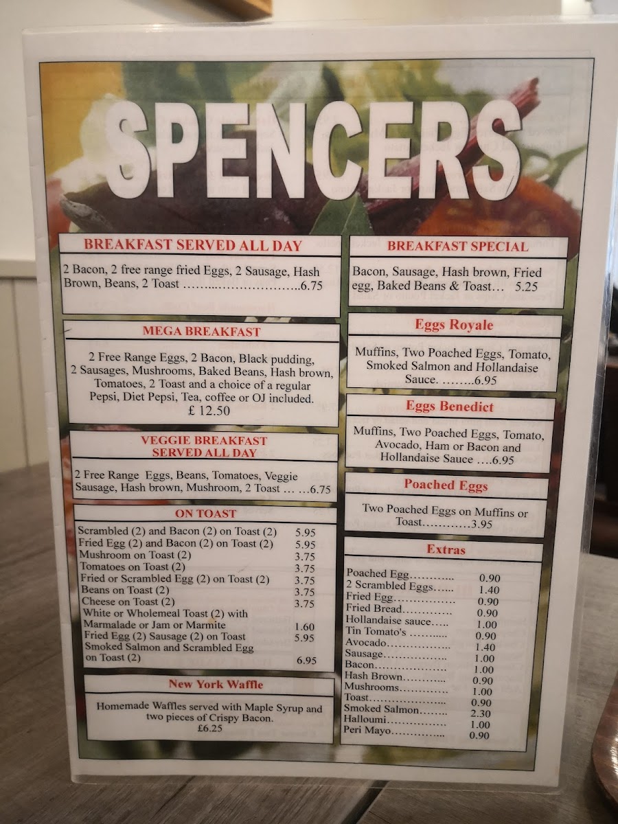 Menu Spencer's Cafe - Cheltenham-9