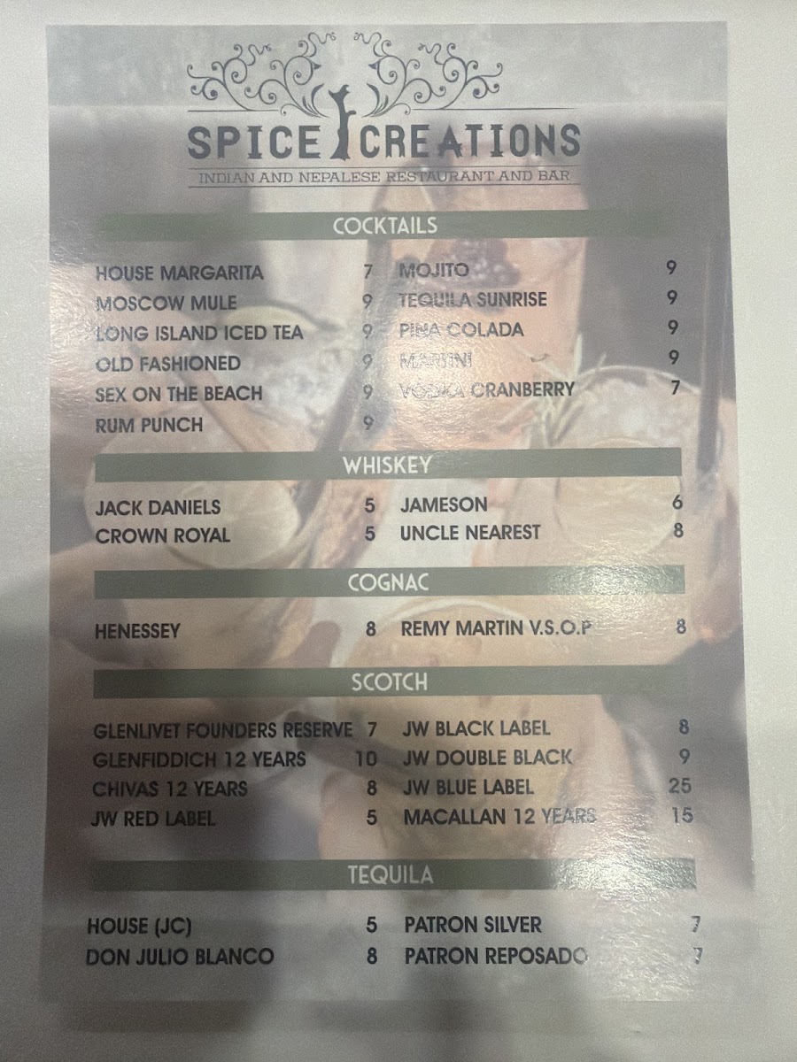 Menu Spice Creations Indian And Nepalese Restaurant-3