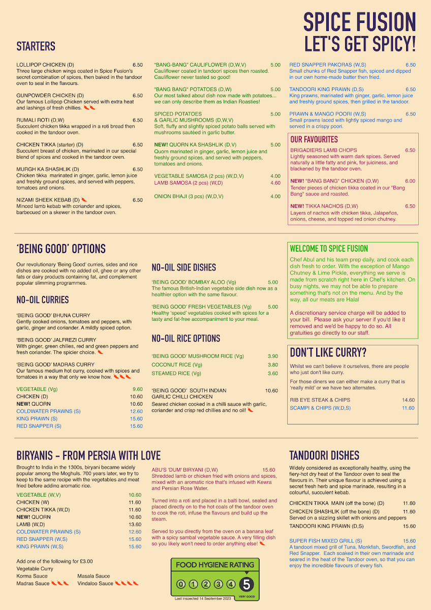 Menu Spice Fusion-2