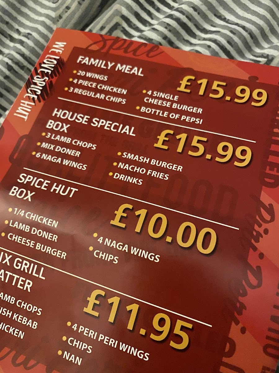 Menu Spice Hut Sunderland-1