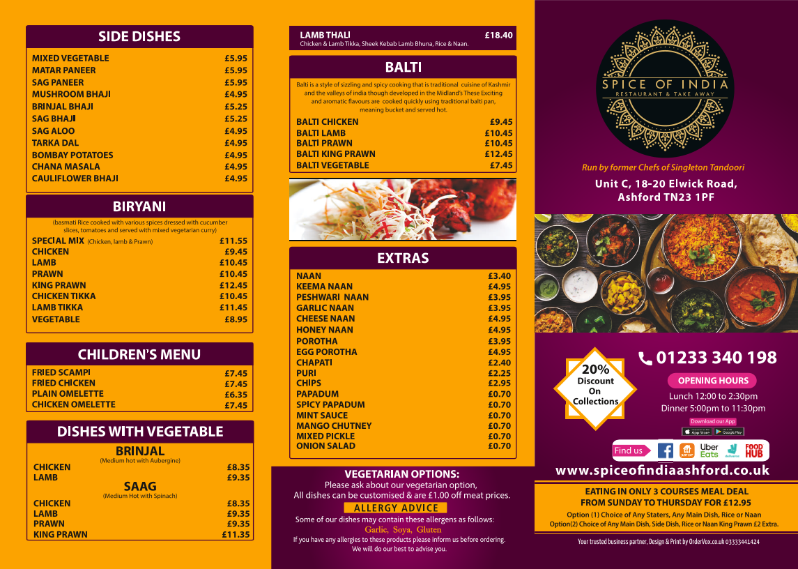 Menu Spice Of India-2